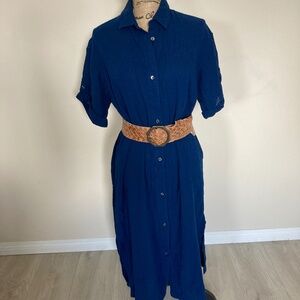 LL Bean 100% Cotton SummerSalt Dress Sz S Brilliant Blue NWT